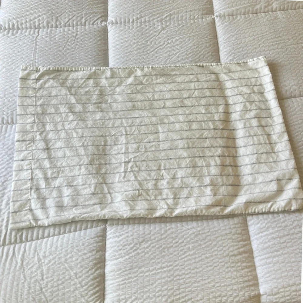 West Elm Tencel Organic Cotton Blend Pillowcase‎ Gray Pinstripe Minimalist Boho